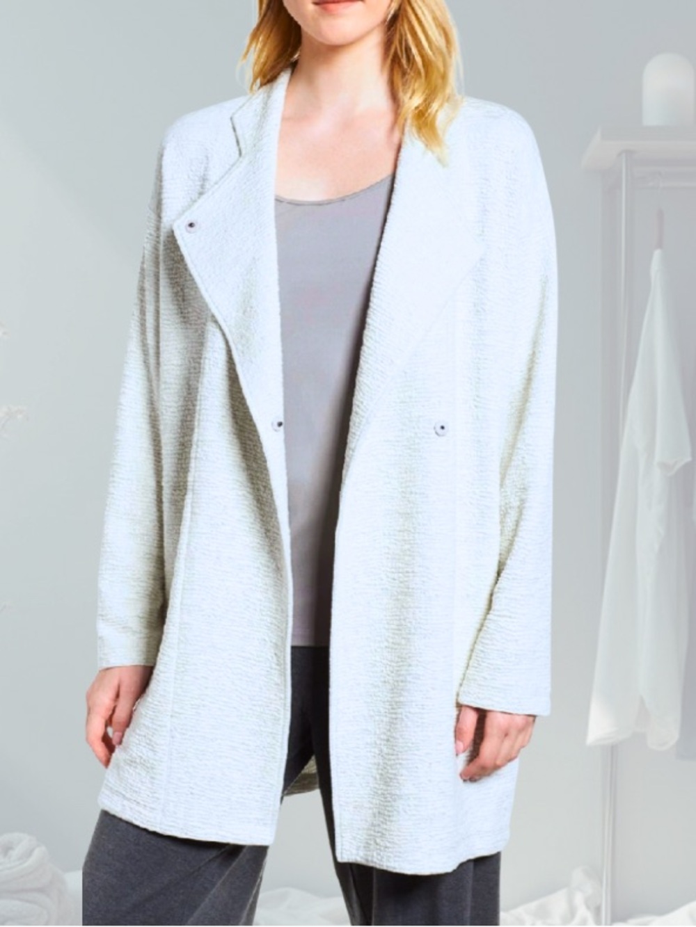 Eileen Fisher Double-Knit Jacquard Kimono Jacket